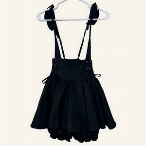 Goth Punk Rock Cosplay‎ Black Suspender Lace up Woman’s Dress Small